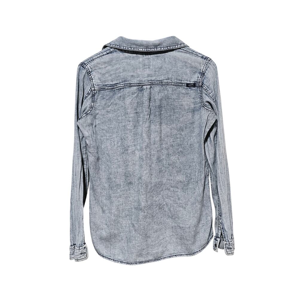 Guess Button-Up Chambray Button-Up Shirt Size S C… - image 2